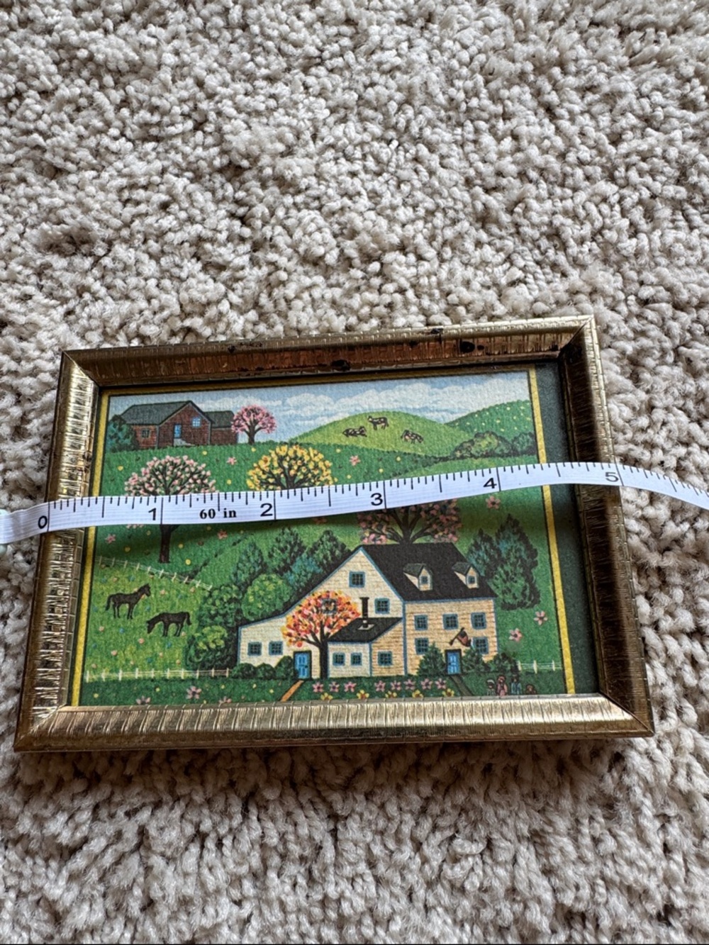 Set of 6 Green Folk Art Home Prints/cards in Gold Frames - Picture 9 of 15